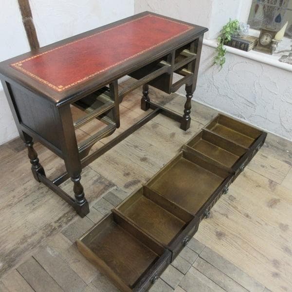 イギリス アンティーク 家具 レディーデスク 机 収納 書斎 英国 6075e