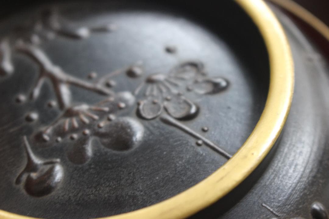 デッドストック！風情ある鉄錆塗に見返し富士蒔絵の映える煮物椀2点（検会津塗蒔絵椀