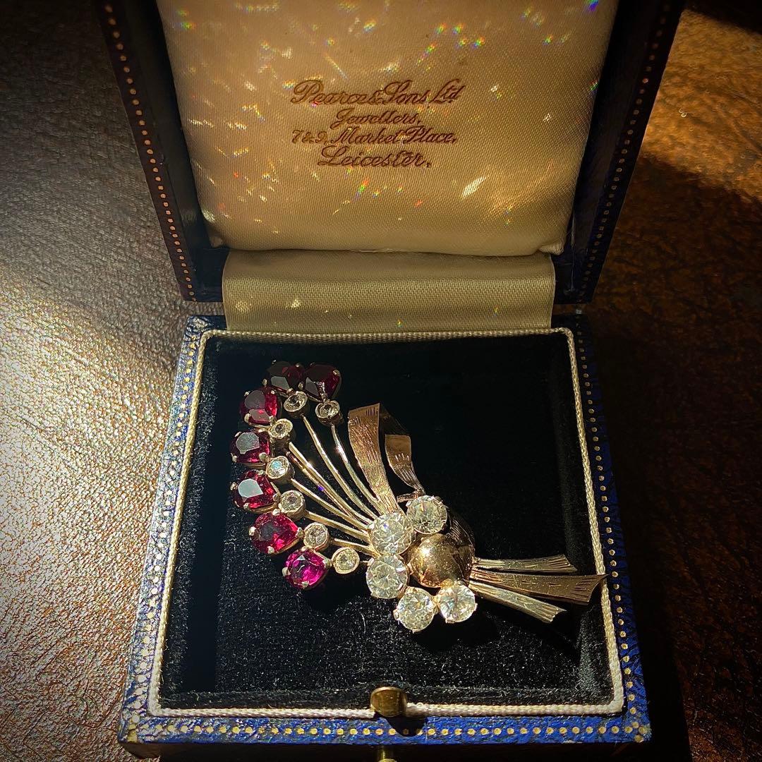 ビンテージ　天然ロードライトガーネット　　 ブローチ