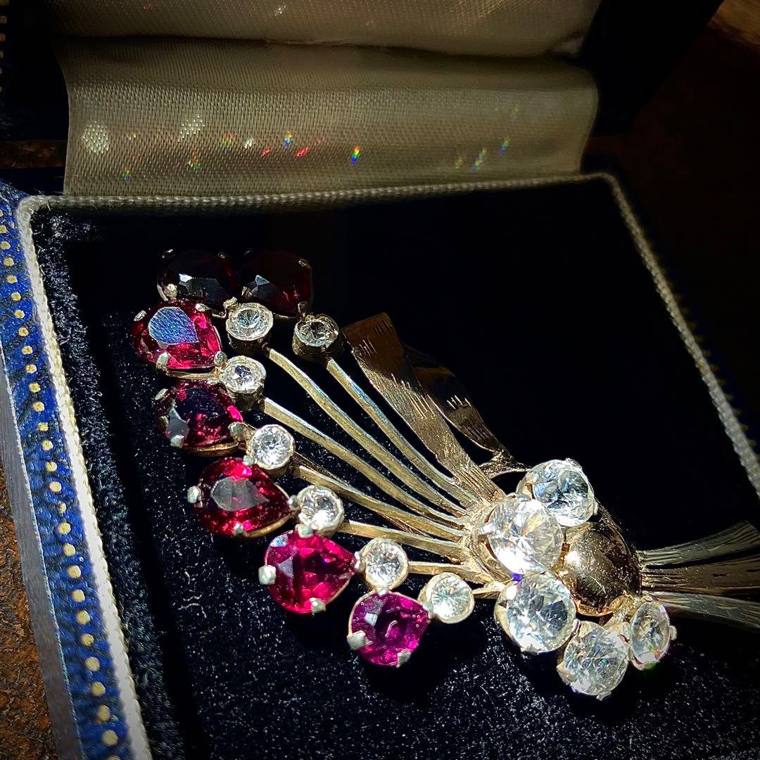 ビンテージ　天然ロードライトガーネット　　 ブローチ