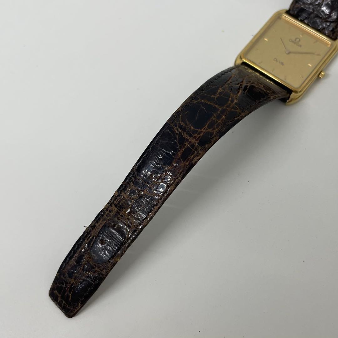 【TK】OMEGA オメガ　DeVile スクエア　クォーツ腕時計　不動