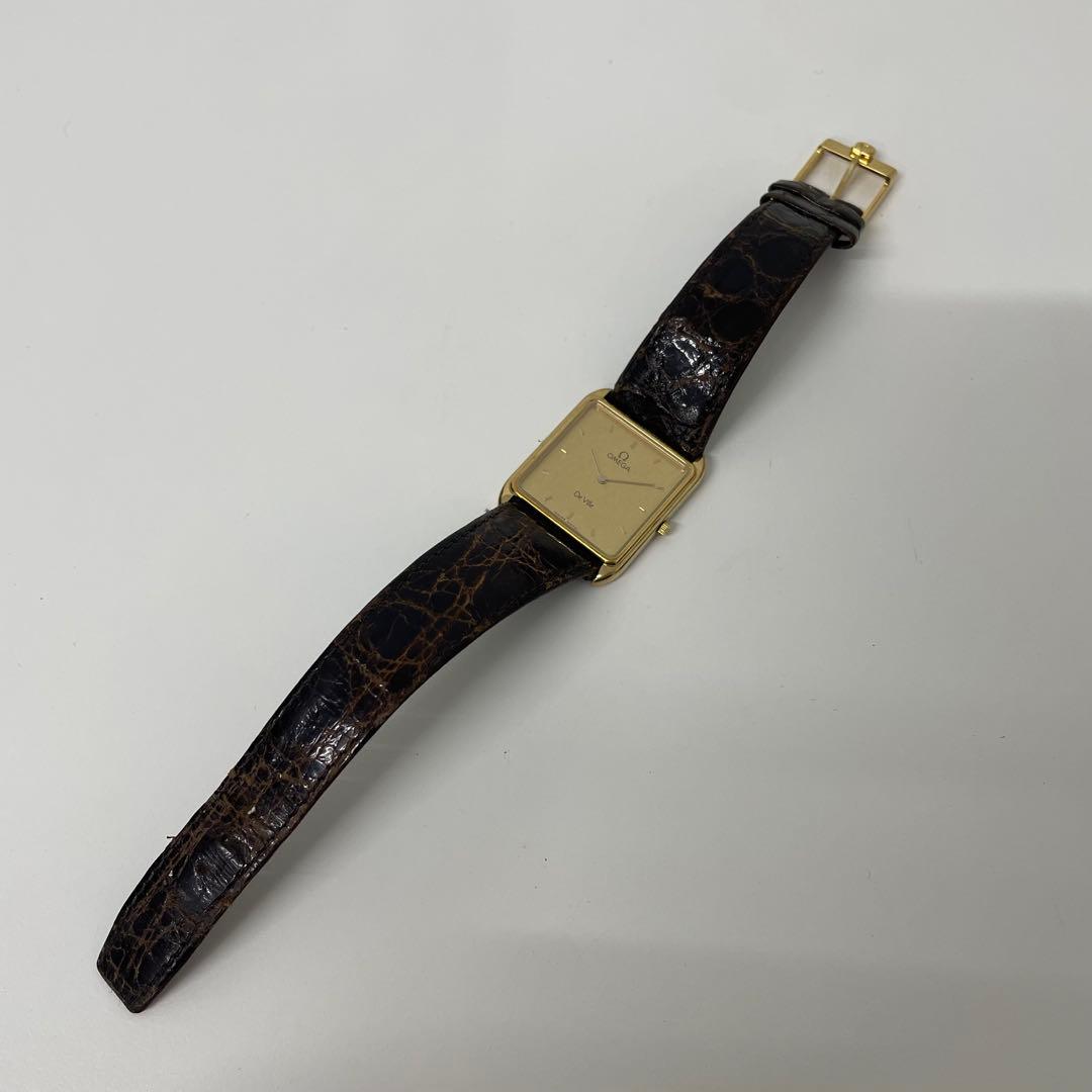 【TK】OMEGA オメガ　DeVile スクエア　クォーツ腕時計　不動