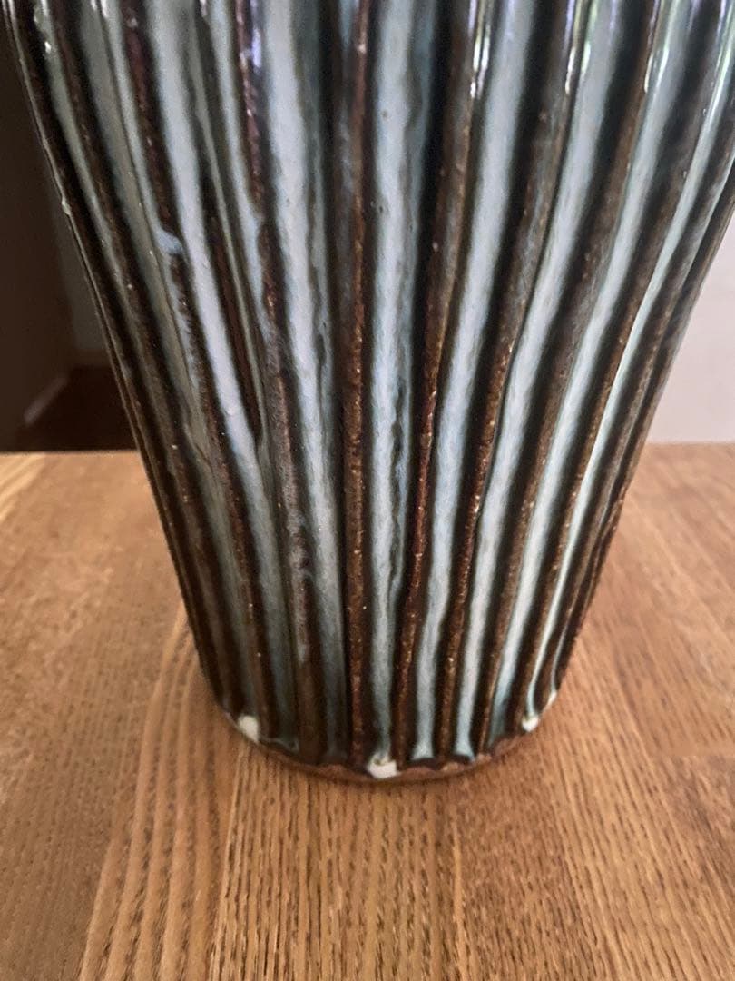 陶器　花器　島根県松江　袖師窯 尾野友彦　しのぎ