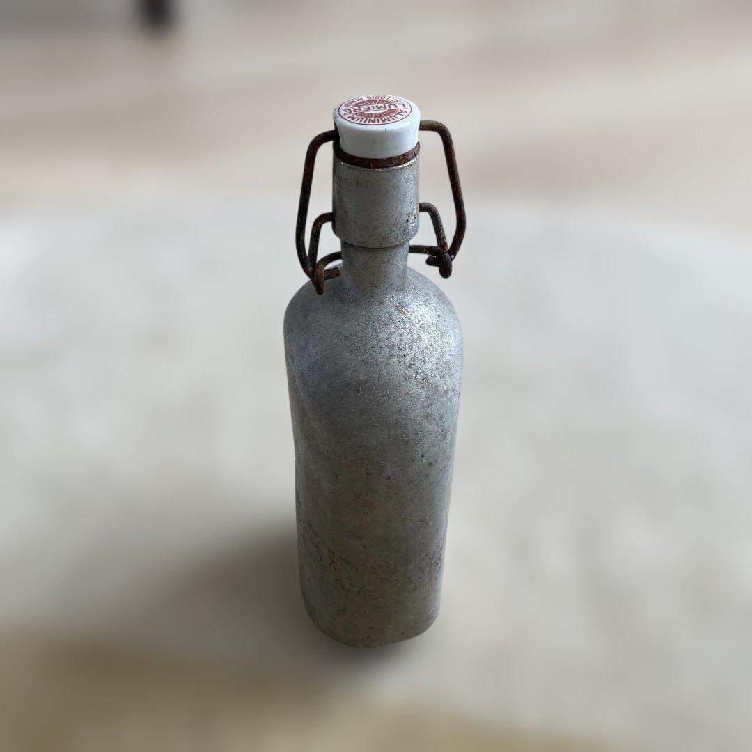 フランス　アンティーク　水筒　ヴィンテージ金属ボトル
