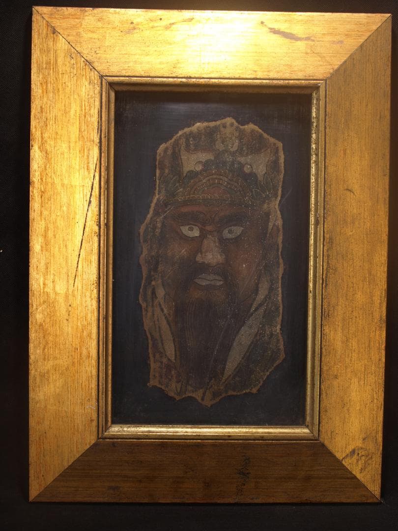 骨董市掘り出し品 中国唐時代　敦煌莫高窟壁画 彩絵　人物像 AK1944A7-2