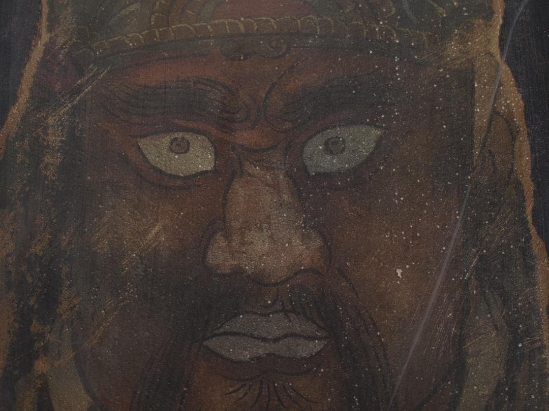 骨董市掘り出し品 中国唐時代　敦煌莫高窟壁画 彩絵　人物像 AK1944A7-2