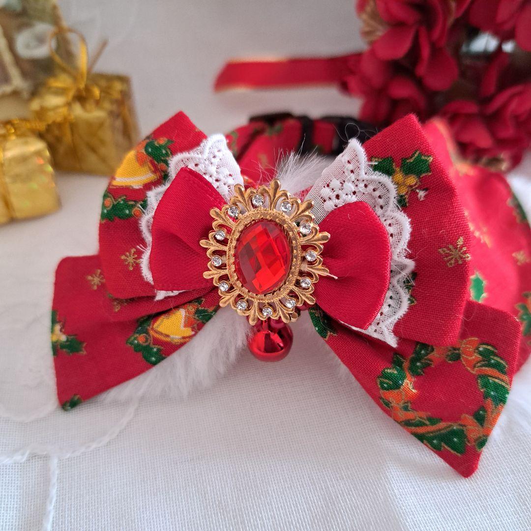 クリスマスシリーズ(クリスマスリース)わんちゃん猫ちゃん用襟つき首輪