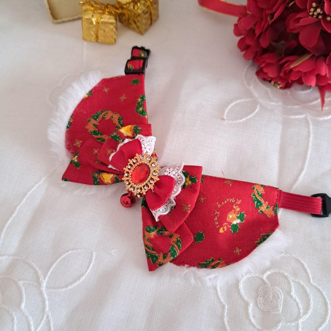 クリスマスシリーズ(クリスマスリース)わんちゃん猫ちゃん用襟つき首輪