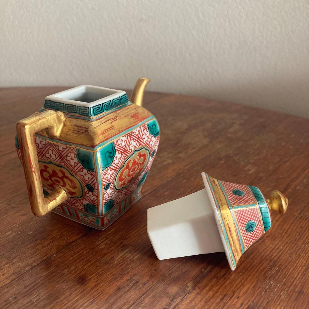 仙盞瓶 せんさんびん　赤小波金襴手　尚古　水坂屋　洛陶軒　京焼　松本石亭