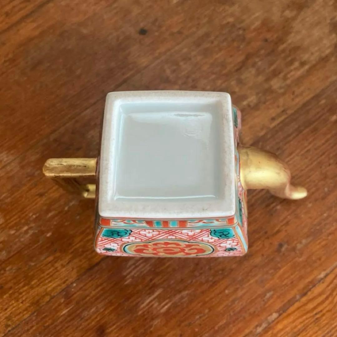 仙盞瓶 せんさんびん　赤小波金襴手　尚古　水坂屋　洛陶軒　京焼　松本石亭