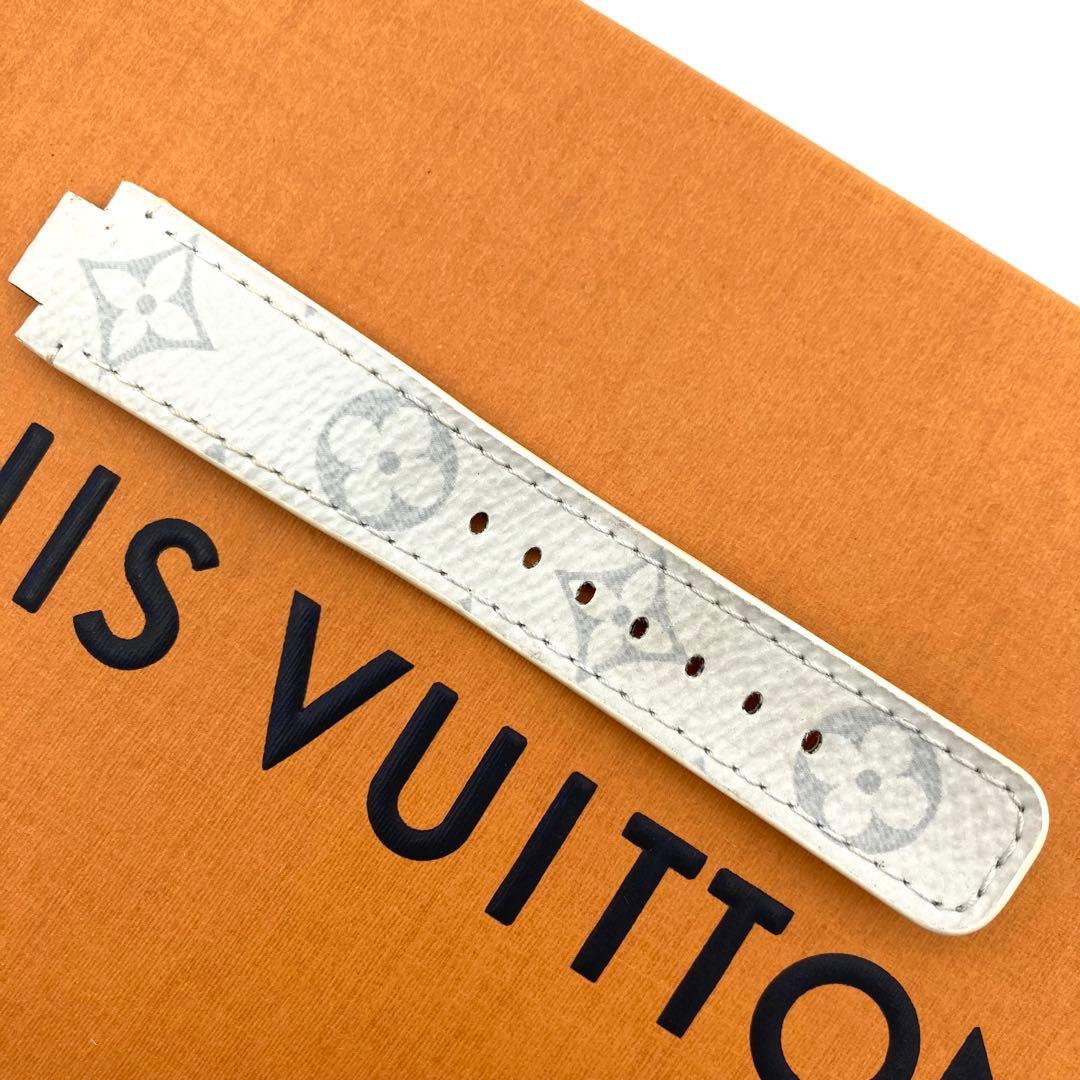 美品 ルイヴィトン タンブール ベルト モノグラム ワンタッチ ホワイト グレー