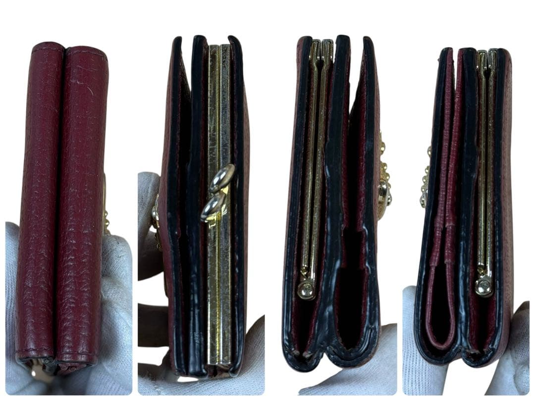 ヴィヴィアンウエストウッド がま口折り財布 オーブロゴ レザー ボルドー Y2K