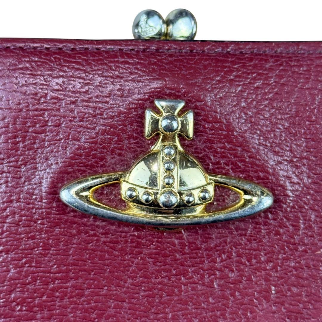 ヴィヴィアンウエストウッド がま口折り財布 オーブロゴ レザー ボルドー Y2K