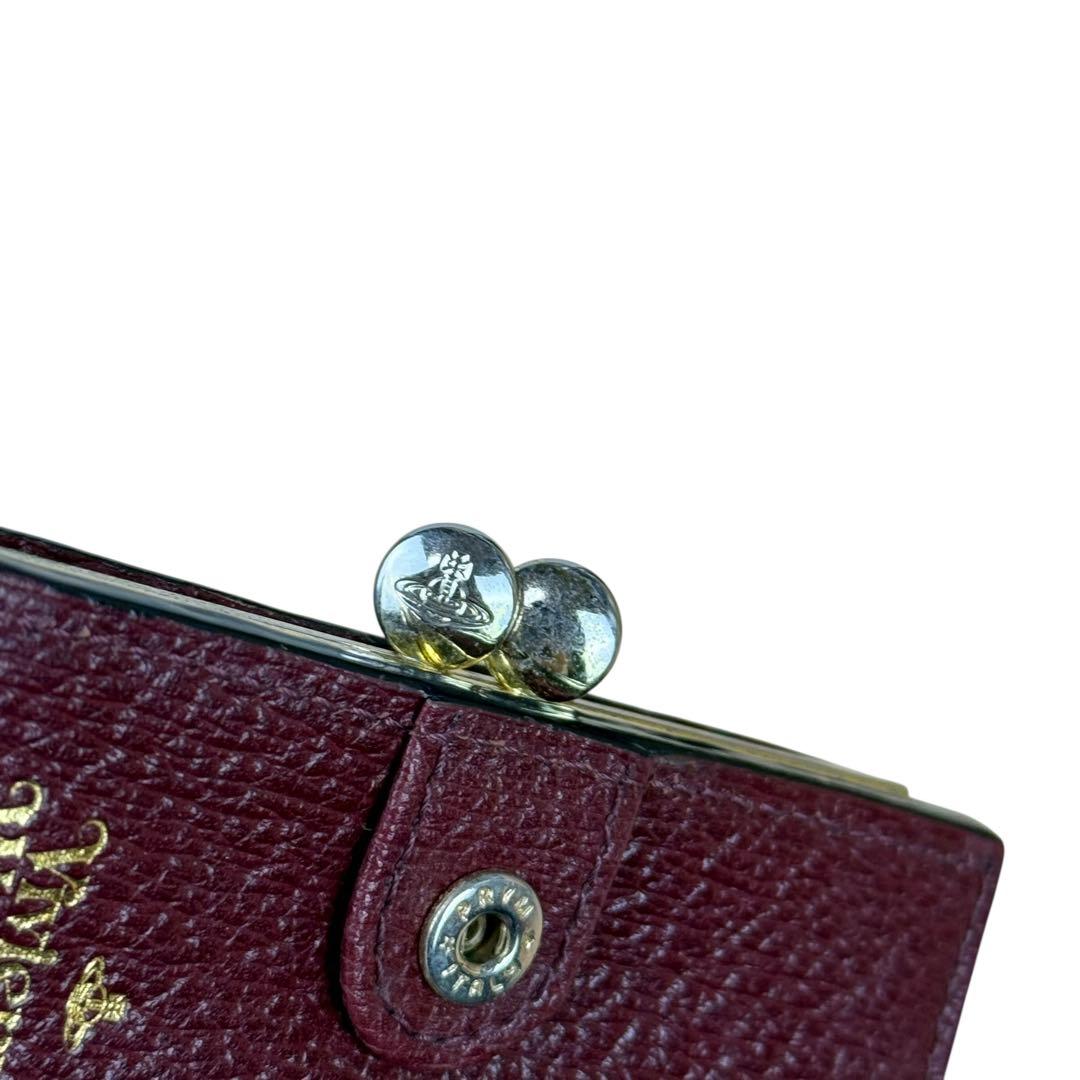 ヴィヴィアンウエストウッド がま口折り財布 オーブロゴ レザー ボルドー Y2K