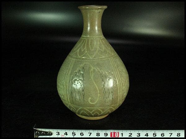 高麗美術 李朝 柳模様 徳利(K-A826)