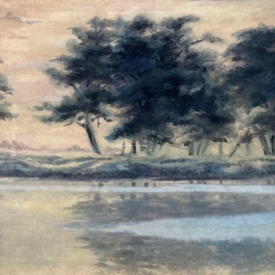 日本画 作者不詳(印あり) 風景画　額縁57×64絵37×44cm