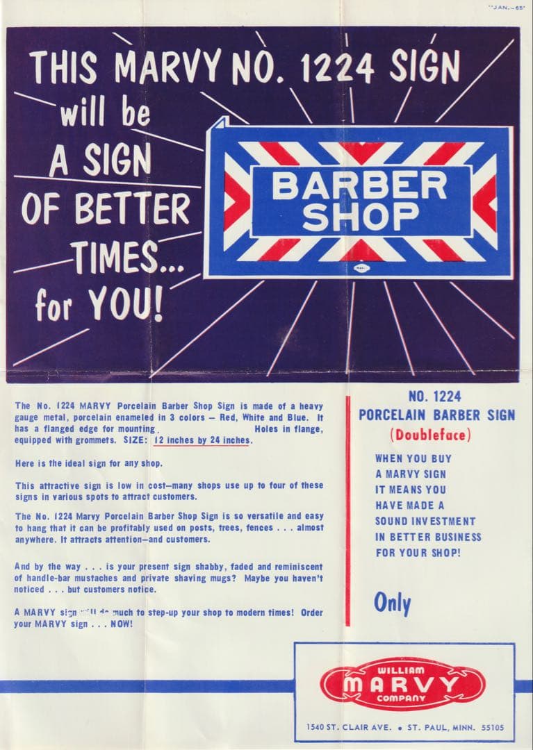 新品 MARVY JAPAN BARBER SHOPメタルサイン メタルサイン