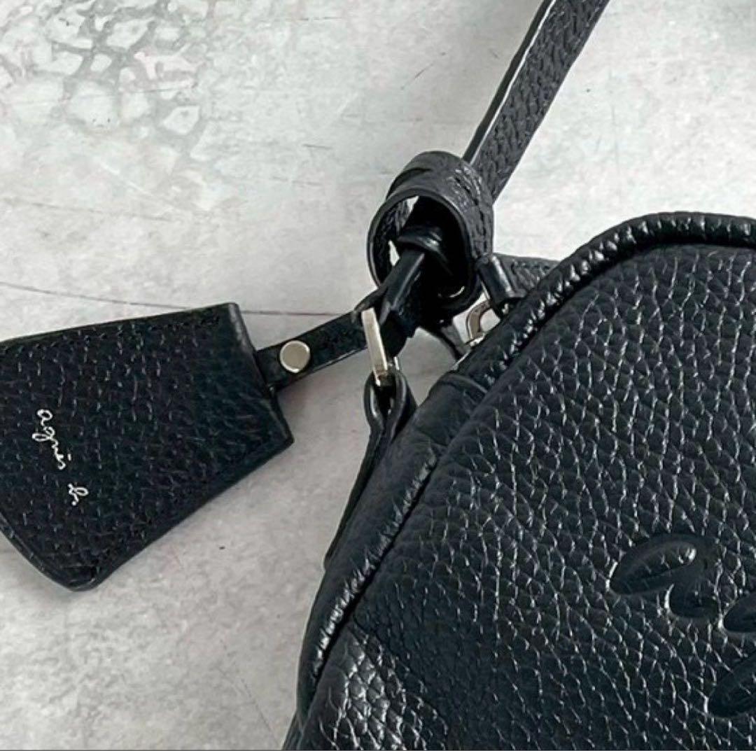 未使用級 アニエスベー クロスボディ ショルダーバッグ カメラバッグ ロゴ 牛革