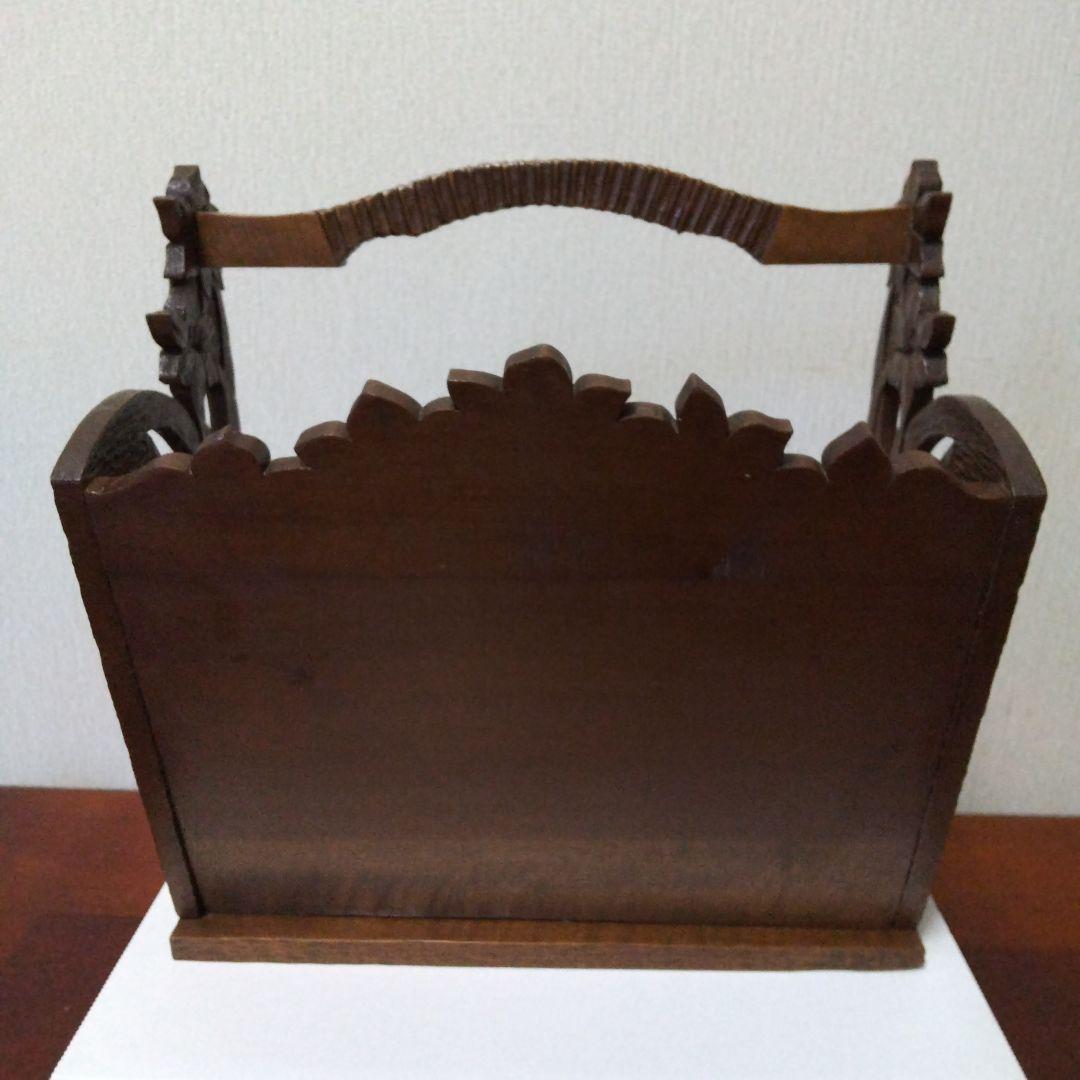 木彫り 小物入れ 食器入れ トレイ レターラック おかもち