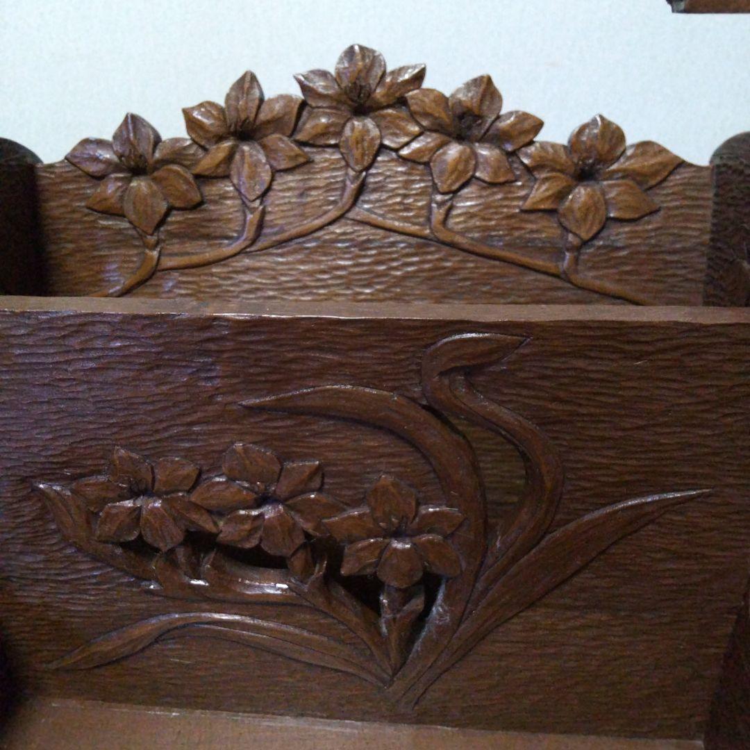 木彫り 小物入れ 食器入れ トレイ レターラック おかもち