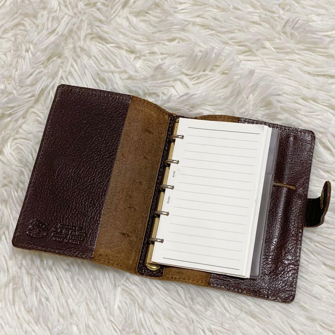 廃盤品✨希少品✨イルビゾンテ　システム手帳　5穴　M5 旧ロゴ　ブラウン　茶