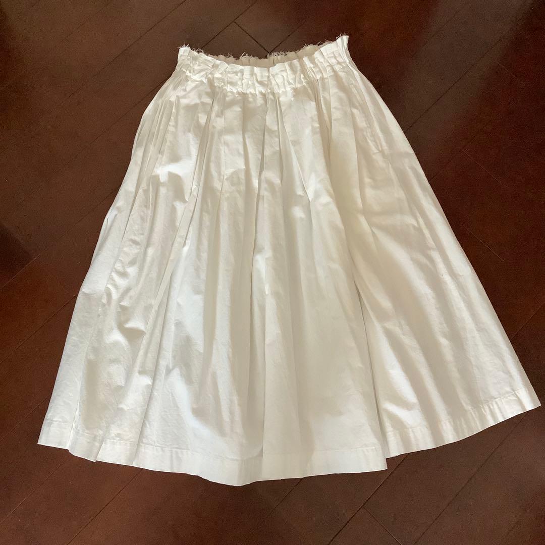 コムデギャルソン　ギャザー　スカート　ホワイト　サイズS