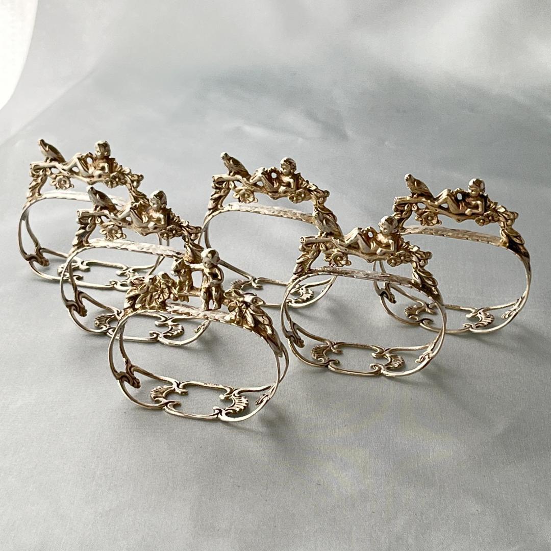 【ALBO】 天使と鳥 / 天童とリスのナプキンリング　6個【純銀】