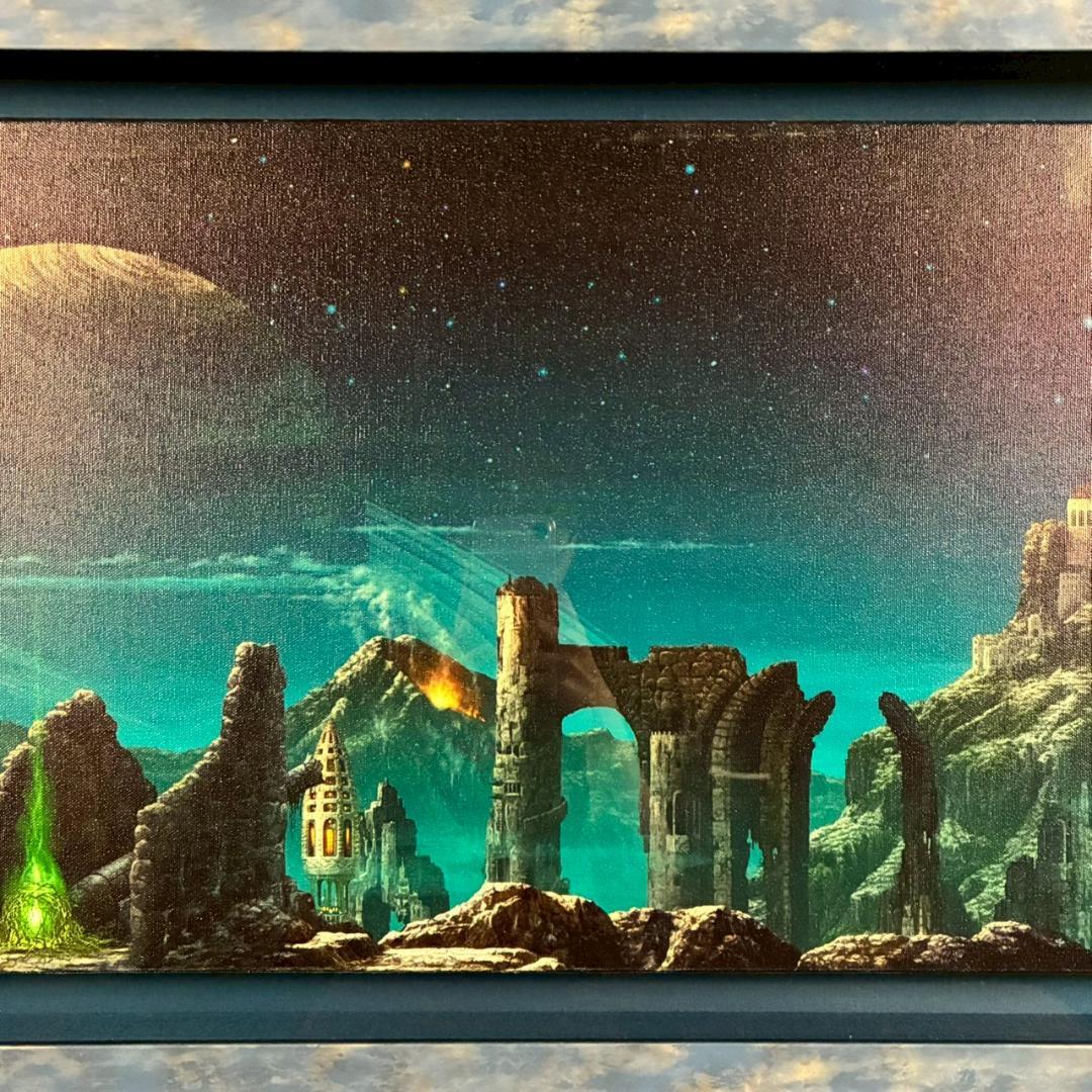 【うに】美品 内尾和正「憶の露」キャンバスジークレー 大作 直筆サイン入