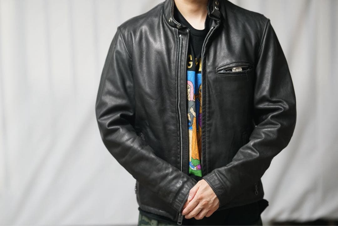 Schott 641 ボアライナー付 シングル ライダースジャケット 36