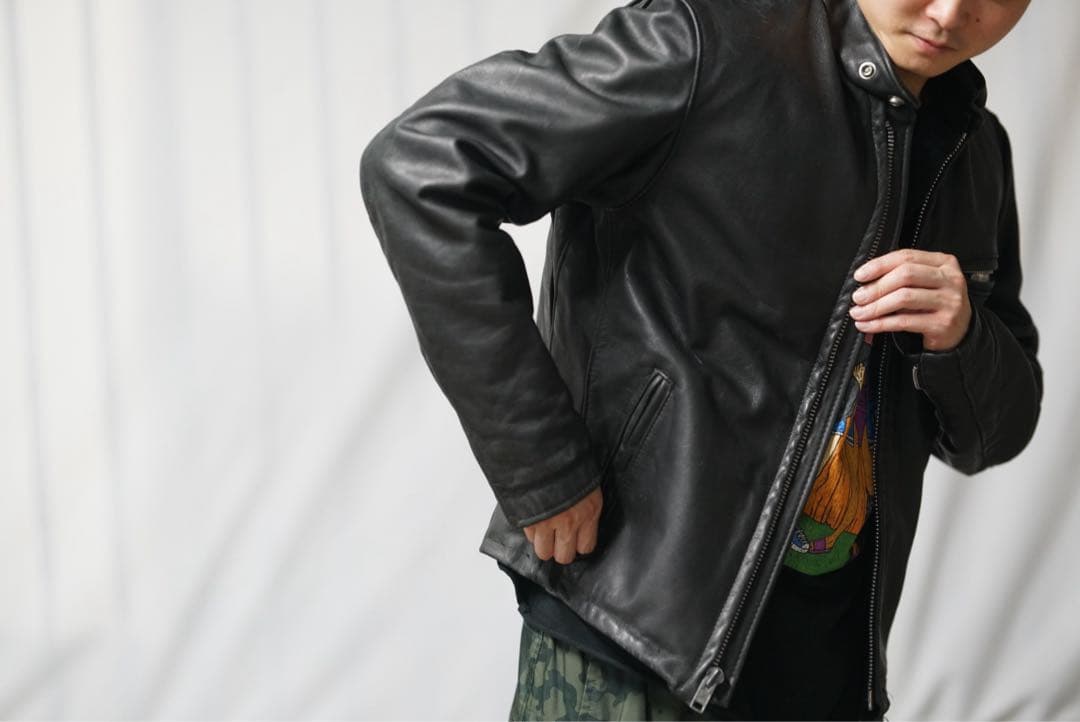 Schott 641 ボアライナー付 シングル ライダースジャケット 36