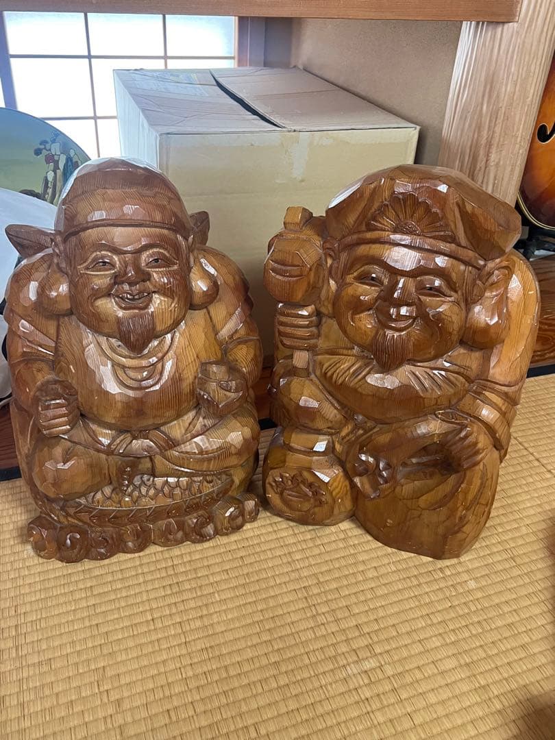 七福神 【恵比寿 大黒天】 木彫り