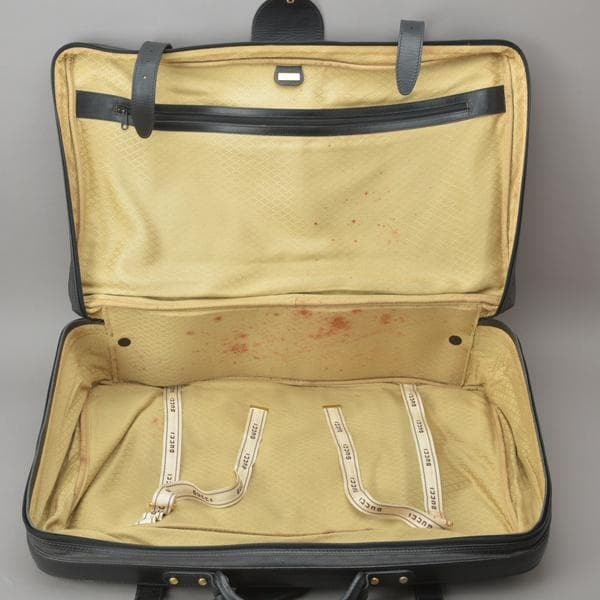 GUCCI◇オールドグッチ GG柄 トランク65 ボストンバッグ 黒 付属品有