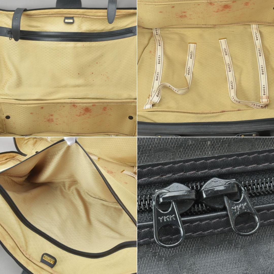 GUCCI◇オールドグッチ GG柄 トランク65 ボストンバッグ 黒 付属品有