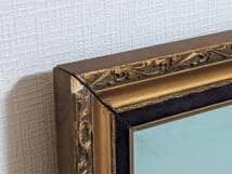 【真作】絵画　油彩　湖畔の山岳風景　水辺の小屋を描いた風景画　Y188