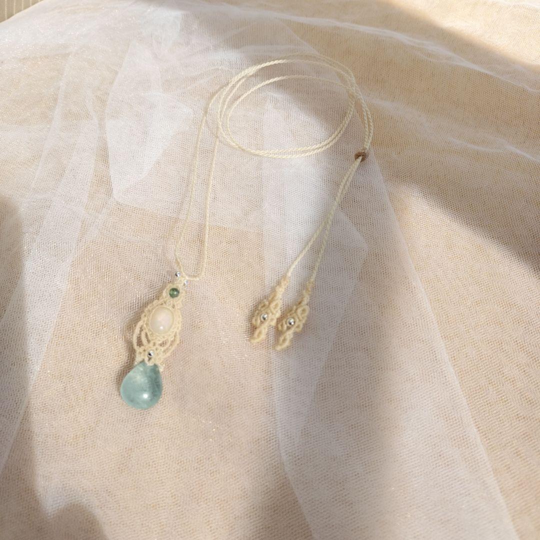 オパール　アクアマリン　マクラメ編みネックレス　他1点同梱