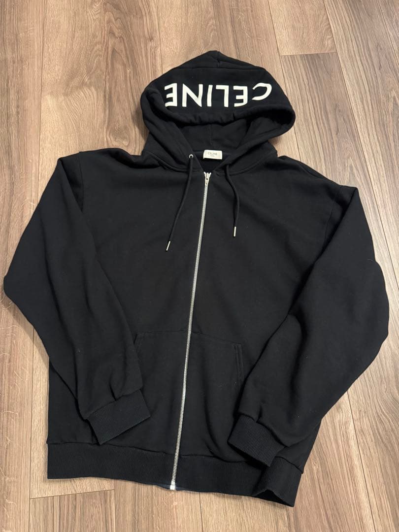 CELINE 21SS フードロゴジップパーカー ブラック 2Y497052H
