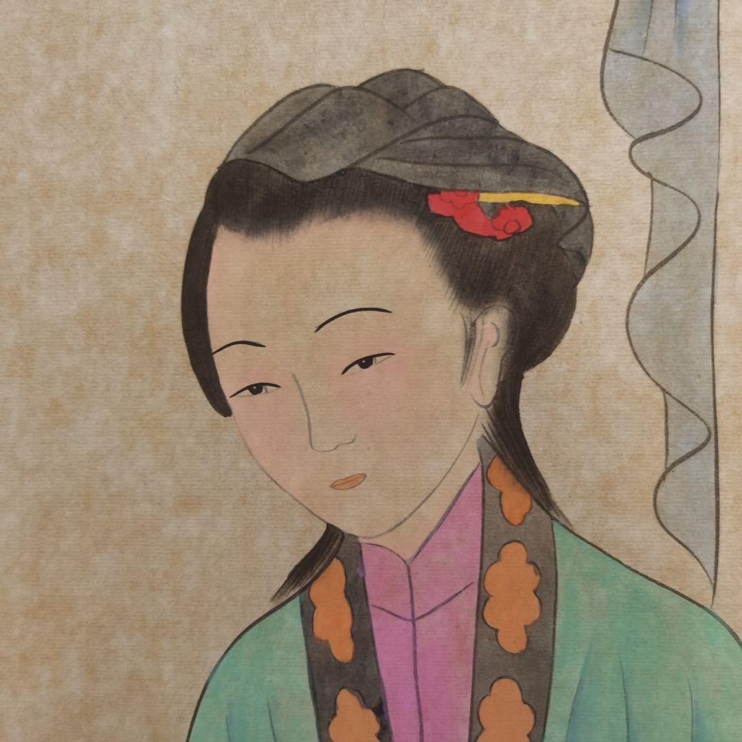 張大千 仕女図 掛け軸 中堂 手描き 中国美術 絵画 書画 人物画 インテリア