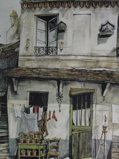 藤田嗣治、【パリのアルソンバル通り 】、希少な限定額装用画集画、新品高級額