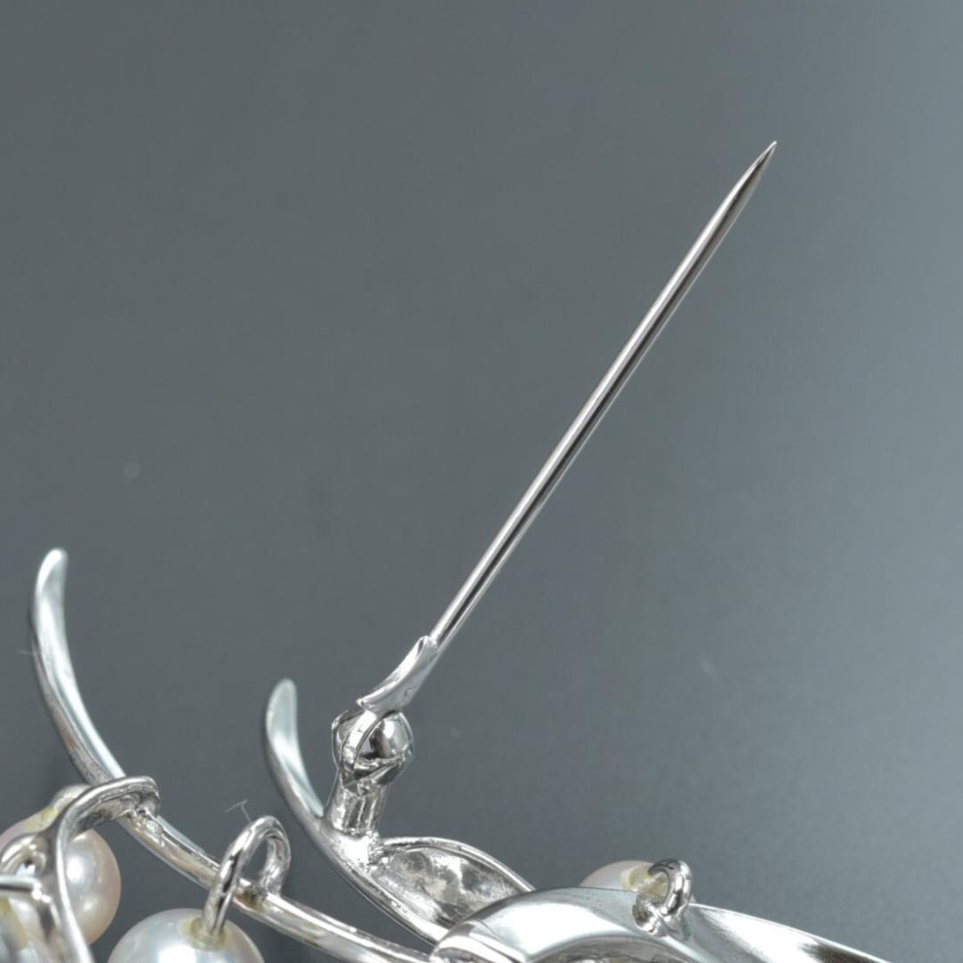 美品 TASAKI フラワー ブローチ パール幅6.9mm SV パール 本真珠