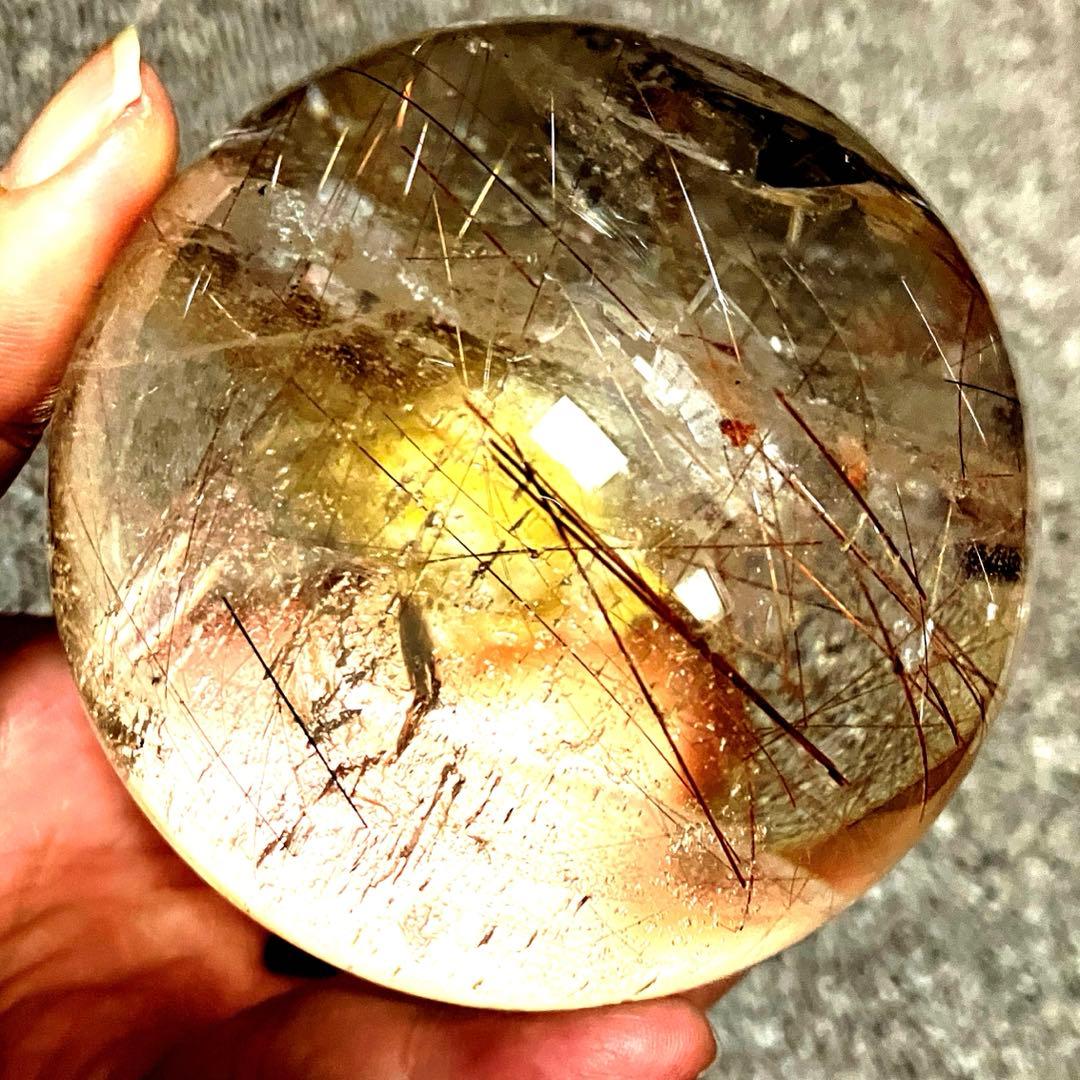 超特大　83mm ゴールドレッドブロンズルチルクォーツ　金針水晶　パワーストーン