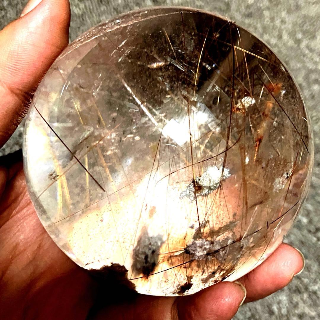 超特大　83mm ゴールドレッドブロンズルチルクォーツ　金針水晶　パワーストーン