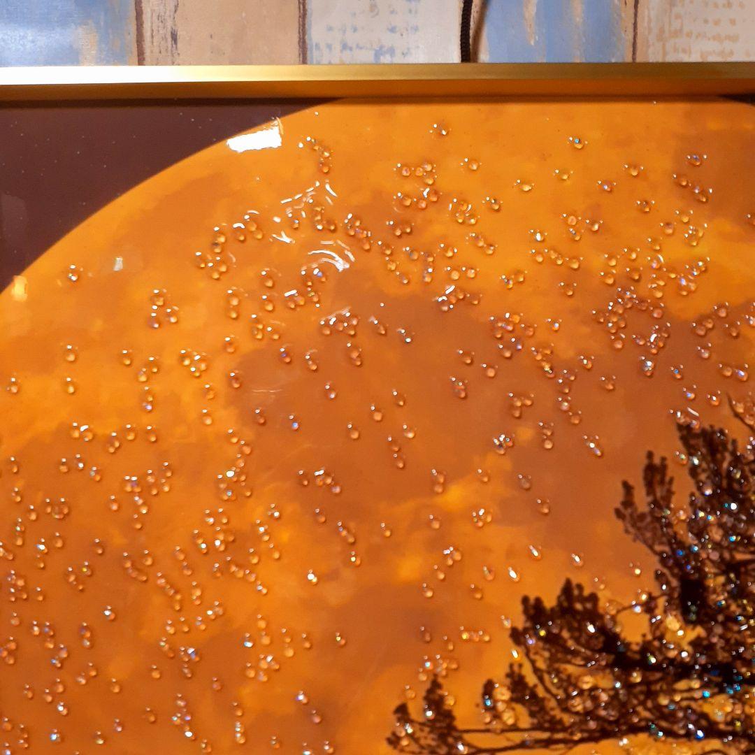 輸入雑貨　天然石　『ムーン』　風景画　水晶石　クリスタル　フレーム付き