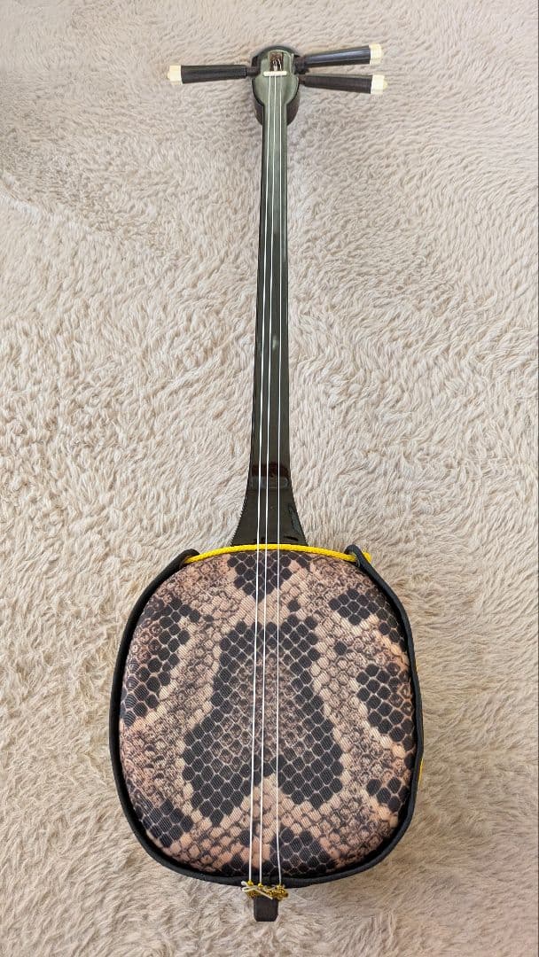 ヘビ柄三線 本体とDVD付き　美品