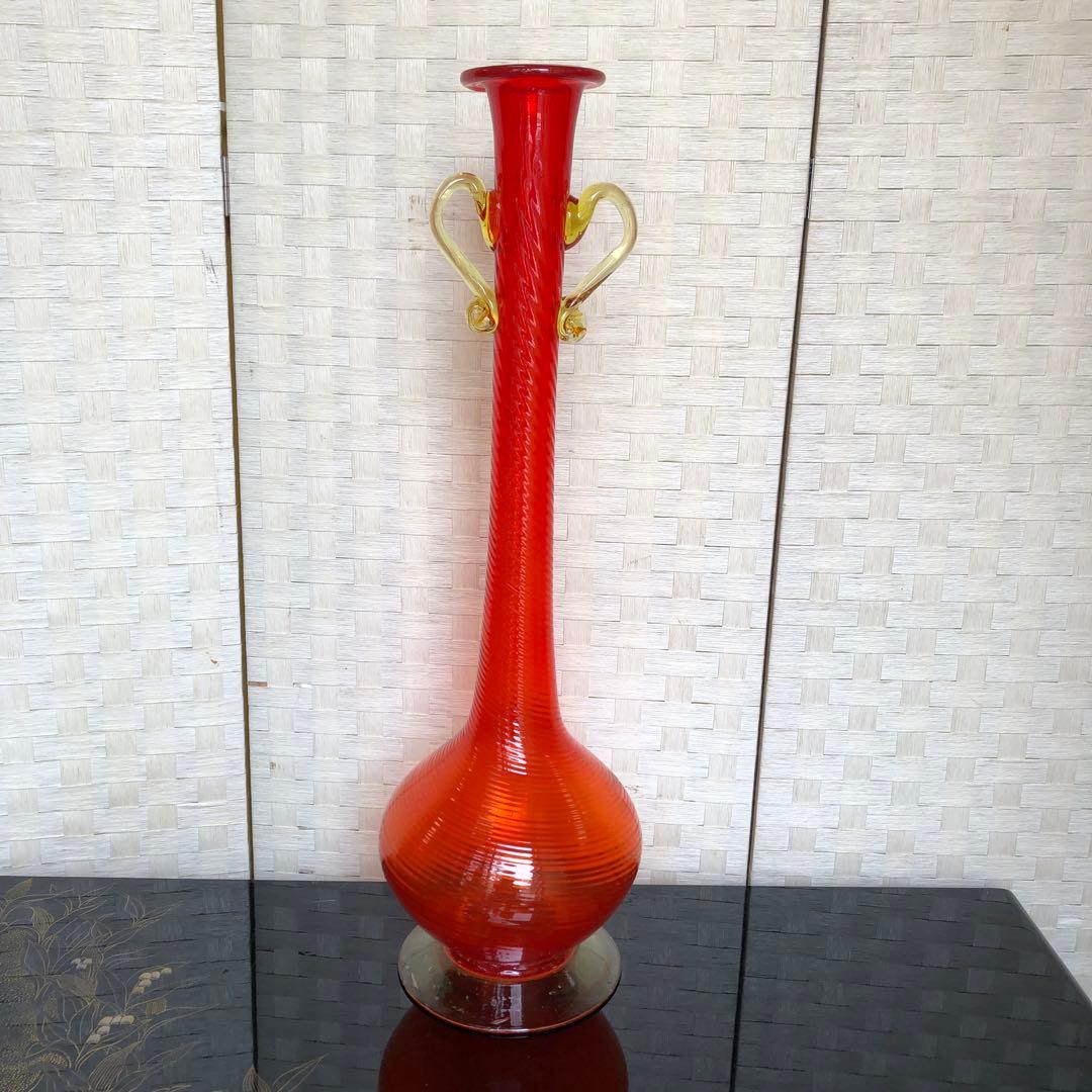 た60●豪華❗️高63cmツイスト 琉球ガラス花瓶