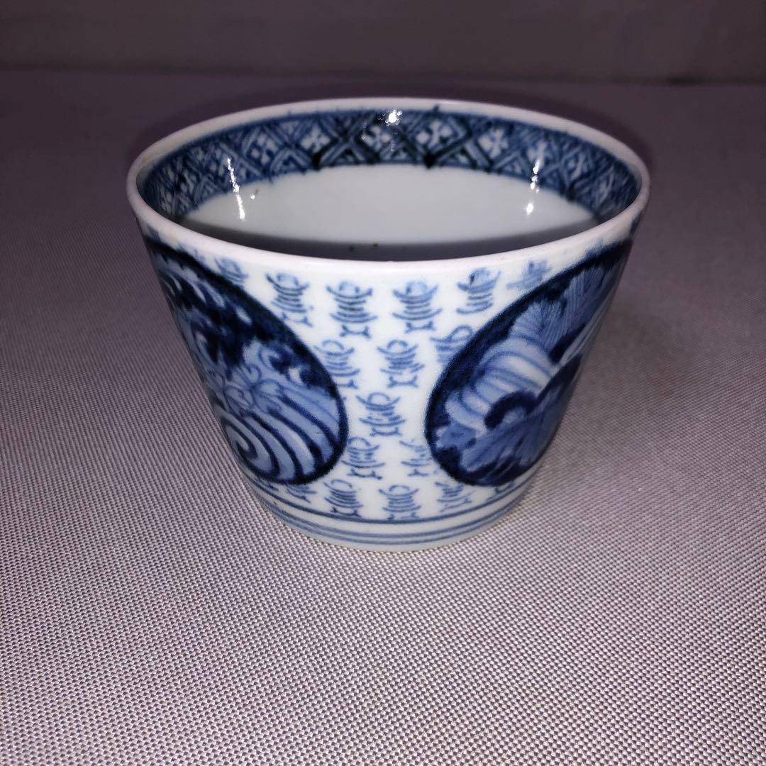 古伊万里　古印版コレクション　そば猪口　型紙擦り