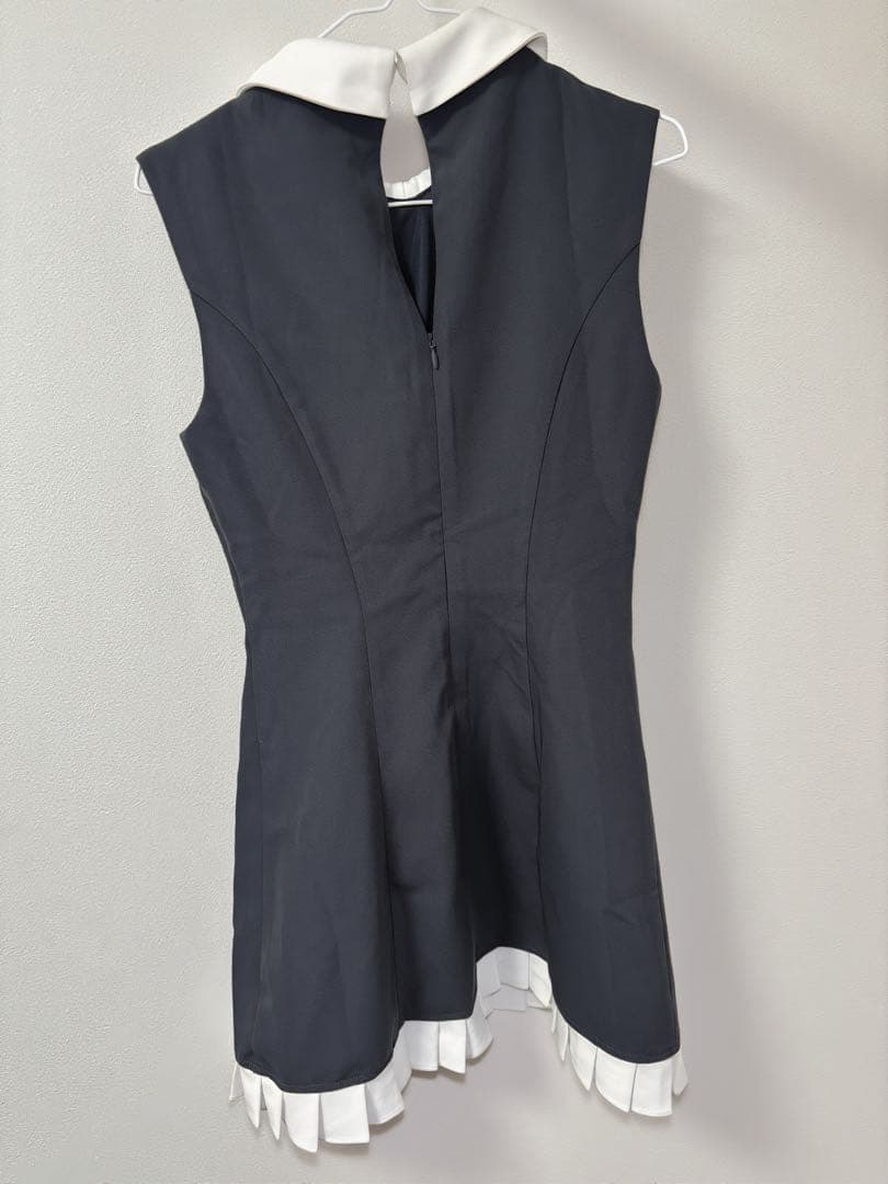 襟付きリボンスパンコールワンピースドレス/キャバドレス