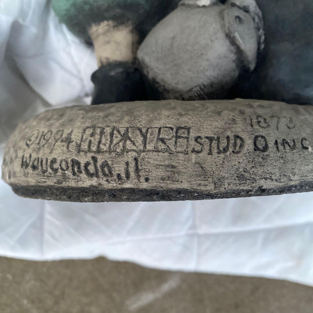 ドアストッパー　軍人の少年 置物 約45cm コンクリート　12kg