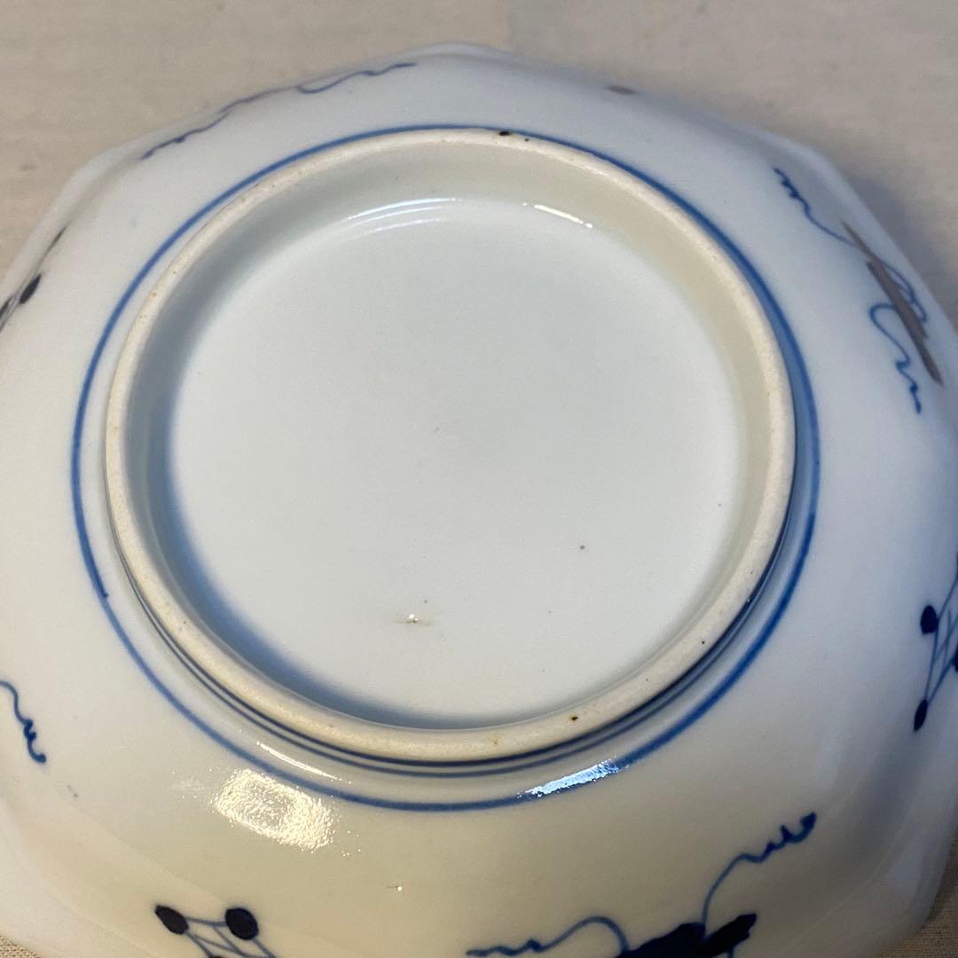 伊万里　古伊万里　八角皿　色絵　金襴手　花の図