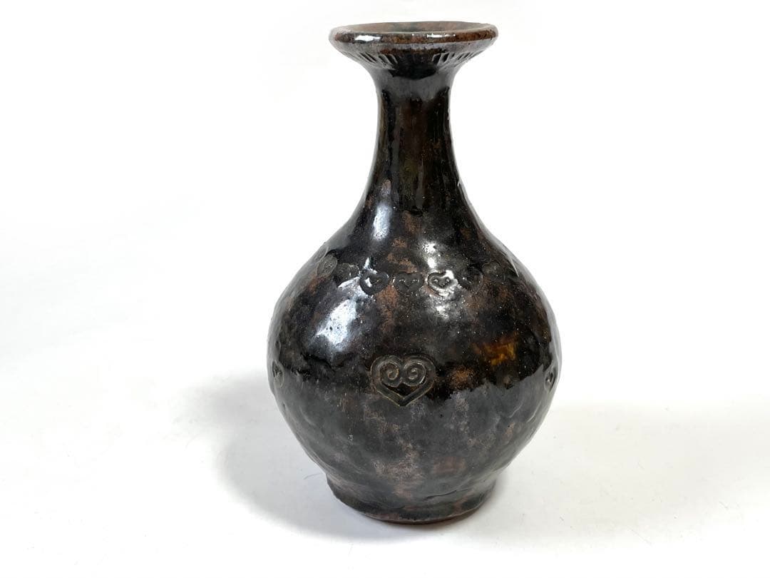 作家物　船木道忠　黒釉　徳利　民芸　民藝　布志名　舩木研児　バーナードリーチ