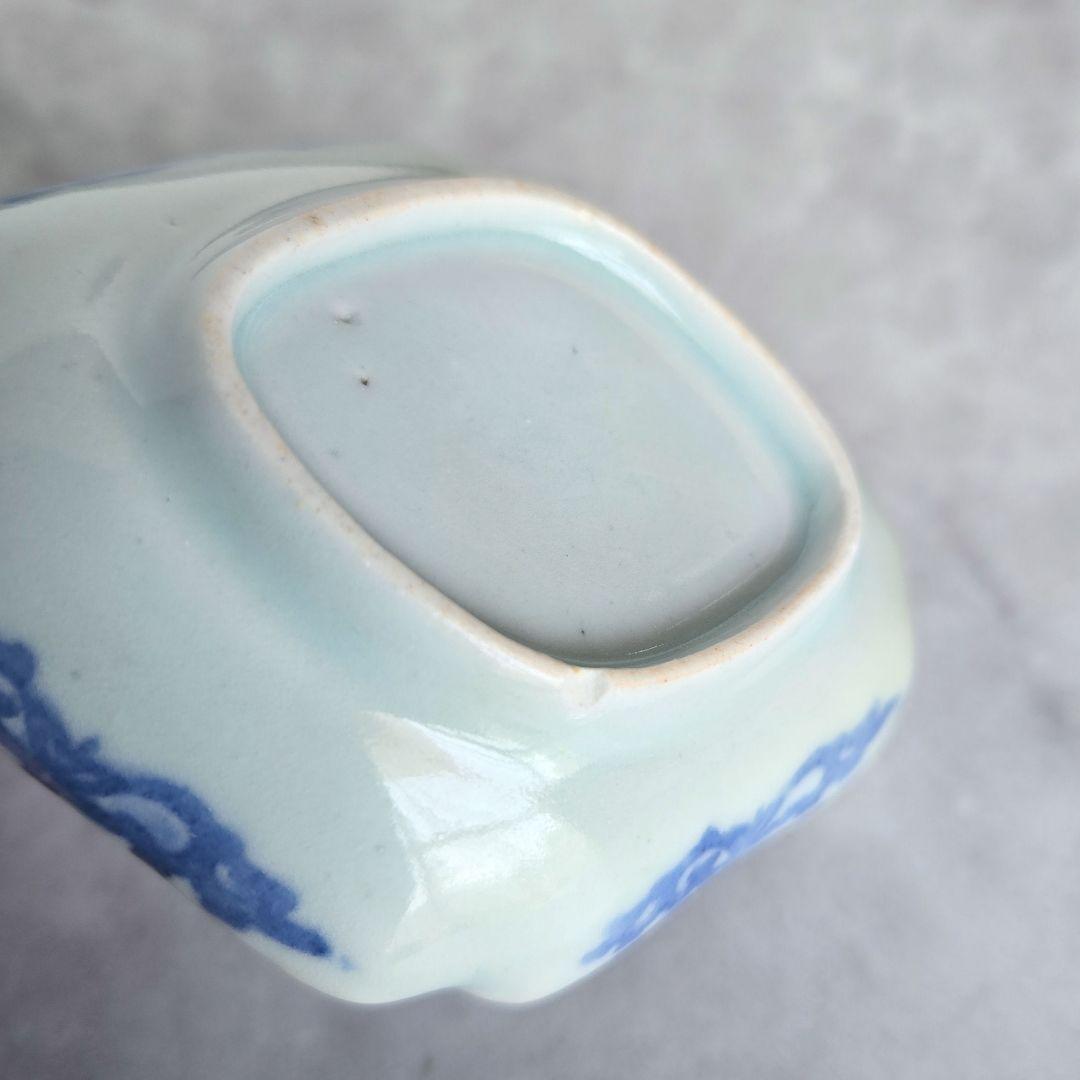 古伊万里　型紙摺印判　こんにゃく印判　染付　豆皿　金継ぎ練習用　骨董　金継ぎ